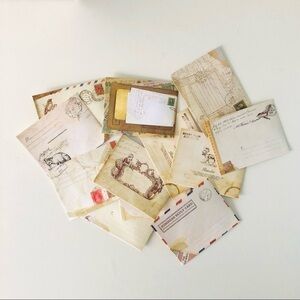 Set of 12 mini envelopes retro vintage print pack reindeer thank you cards new